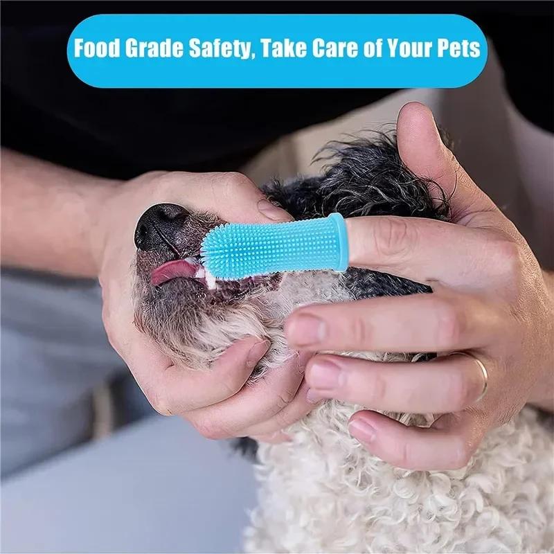 Dog Super Soft Pet Finger Toothbrush Teeth Cleaning Bad Breath Care Nontoxic Silicone Tooth Brush Tool Dog Cat Cleaning Supplies