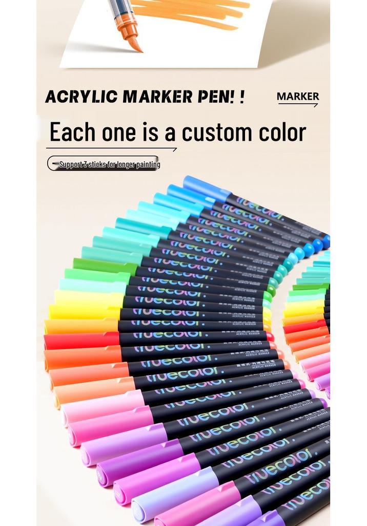 True Color Soft Tip Liquid Acrylic Marker for Students & Professionals