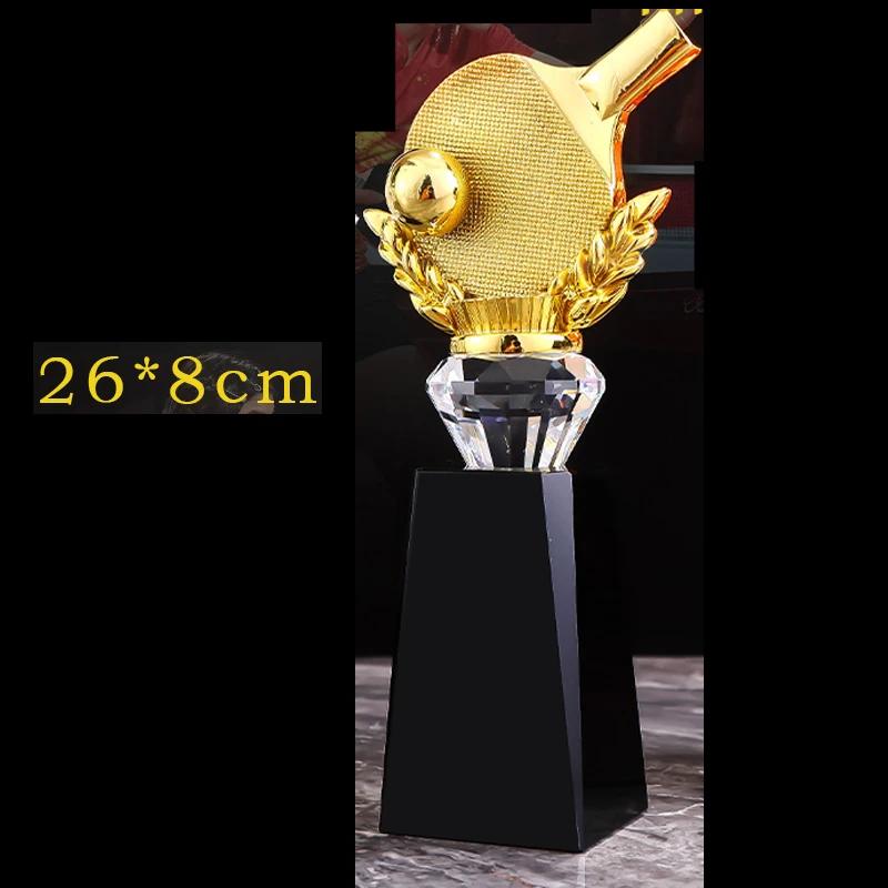 Customized Table Tennis and Volleyball Balls, Crystal Trophy, Gold Silver Copper, Creative Sports Home Decor Award Souvenir, 1Pc
