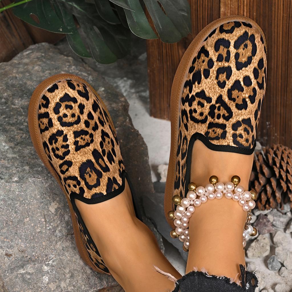 Fashion Leather Shoes For Women Flats Leopard Print Loafers With Heels Shoes Casual Women's Moccasins Slip On Flat Shoes Summer Footwear