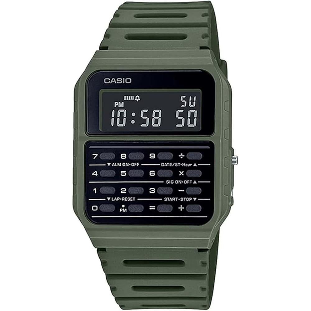 Casio Standard Calculator Watch CA-53WF Green Digital Display Data Bank Wristwatch with Original Box