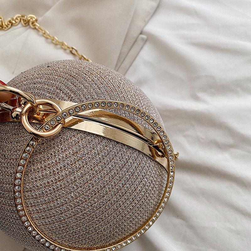 Personalized Spherical Children's Bag 2025 European and American Fashion Portable Small Round Bag with Diamond Chain Single Shoulder Dinner Bag Wome