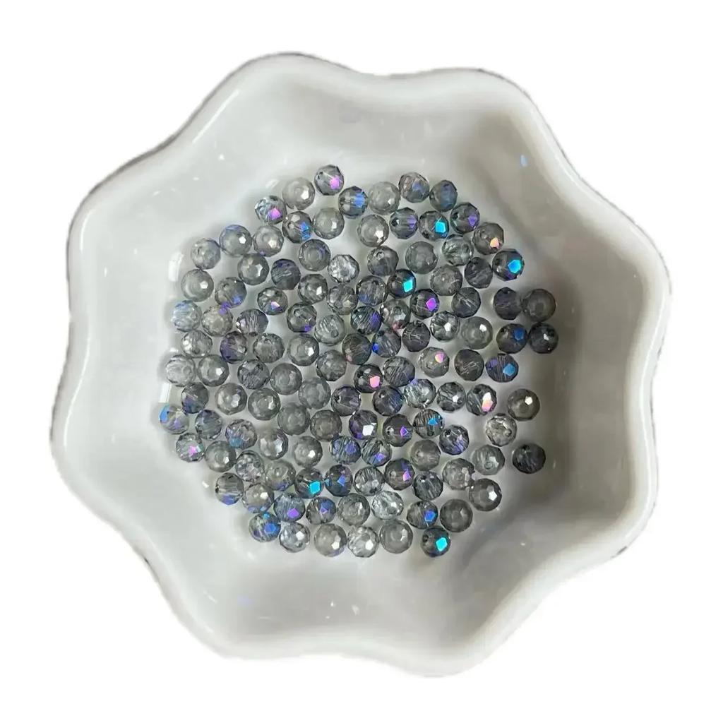 100pcs Czech Rondelle Crystal Beads AB Color Faceted Glass Beads Loose Spacer Beads for Jewelry Making DIY Necklace Accessories