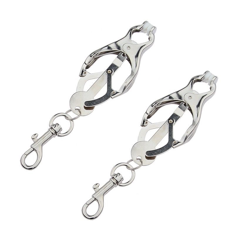 Adjustable & Soft Rubber Metal BDSM Nipple Clamps Fantasy Nipple Stimulation Vagina Flirt SM Sex Toy for Couples' Bondage Gear