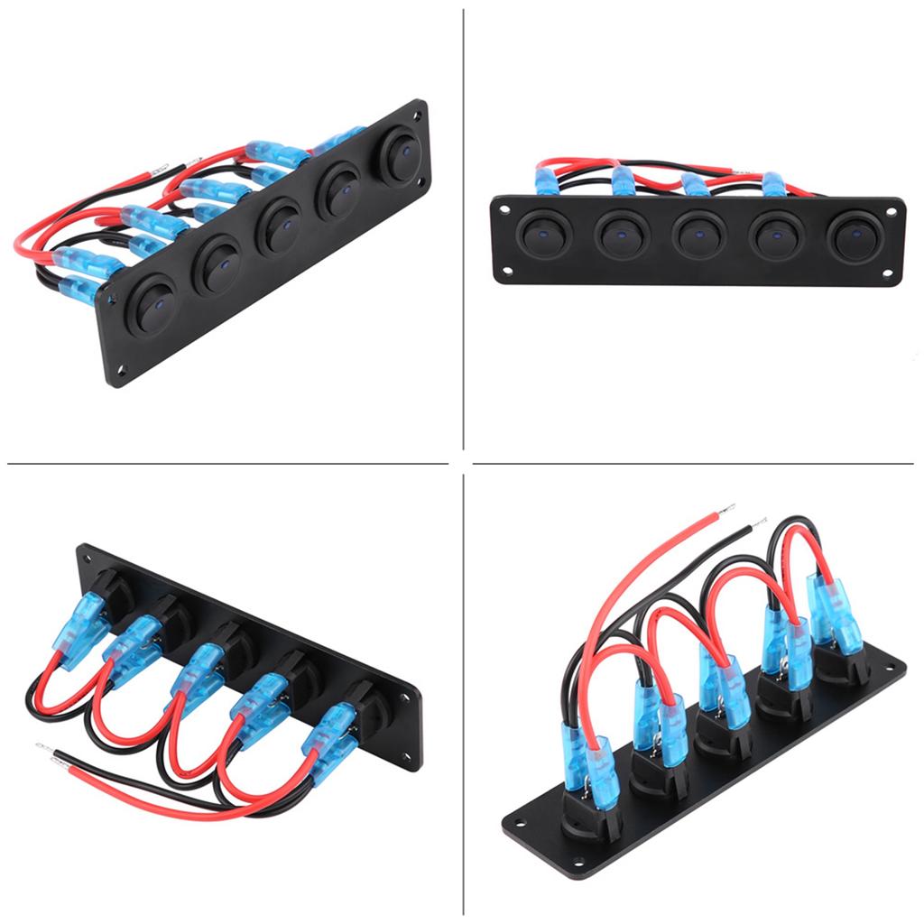Rundes Armaturenbrett-Wippschalter-Panel 12-24 V 5-Gang-Innenteile für Wohnmobil-Bootsyacht MarineCar Marine Wasserdichte LED