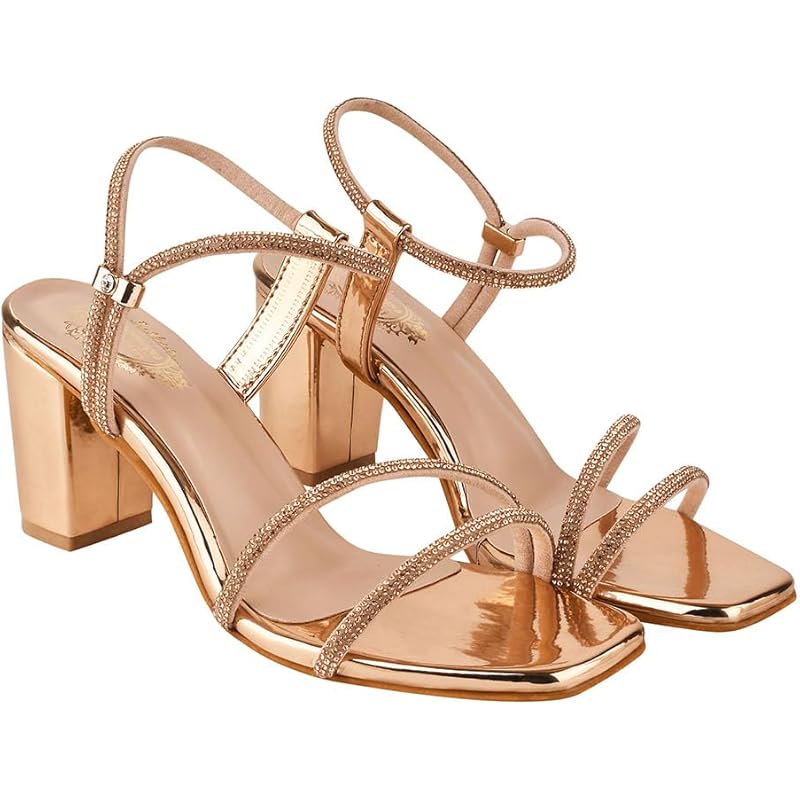 Shoetopia Girls Heel-1246 Rose-Gold Heeled Sandal - 8 Uk (Girls-Heel-1246-Rose-Gold)