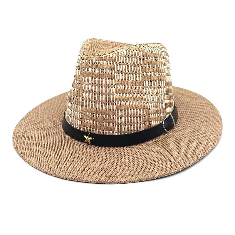 

New Panama Hat Summer Fashion Simple Men And Women Wide Brim Female Jazz Top Hat Classic Gentleman Sun Hat Mountaineering Hat верблюд