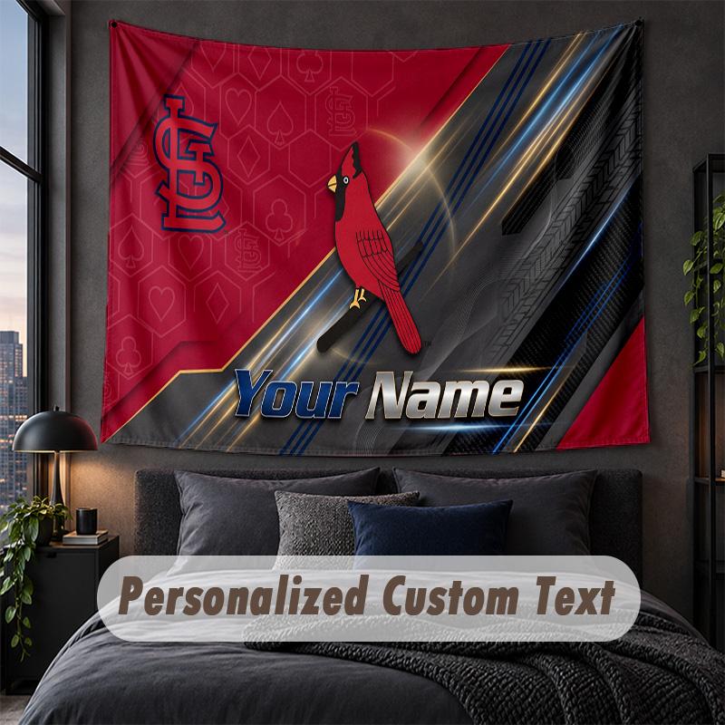 Custom Name Text Tapestry,St. Louis Cardinals Decorative Wall Hanging, Background Tapestry For Home Bedroom