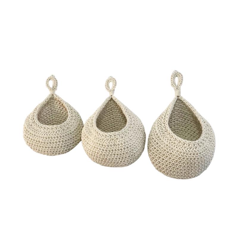 Handwoven Bird's Nest Fruit and Vegetable Storage Net Bag - Water Drop Shape, Ins Style Hanging Tapestry.