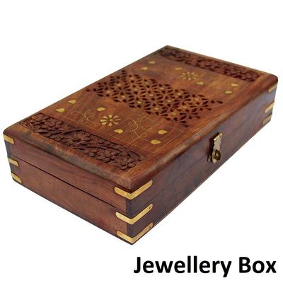 Handmade Wooden Jewellery Box for Women Jewel Organizer Hand Carved with Intricate Carvings Gift Items.