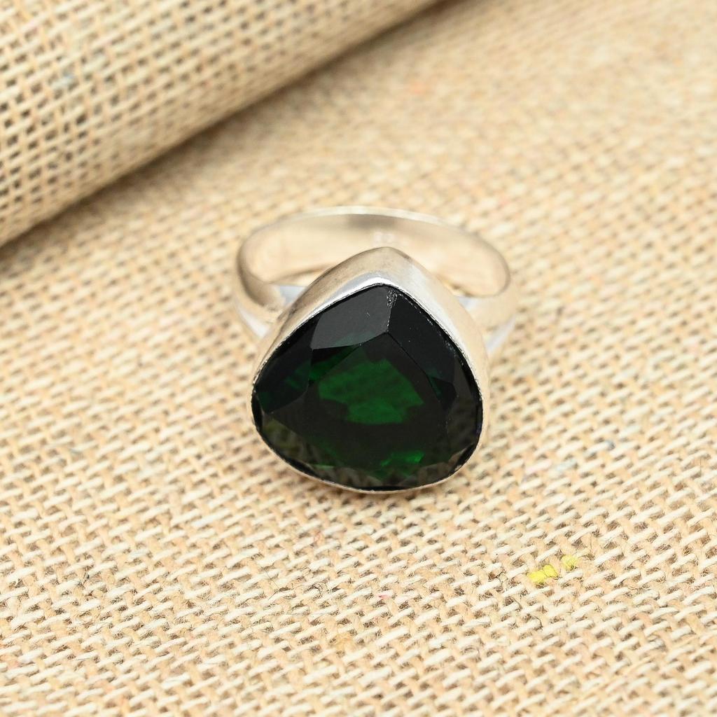 Chrome Diopside Gemstone Handmade 925 Solid Sterling Silver Jewelry Exquisite Ring For Women
