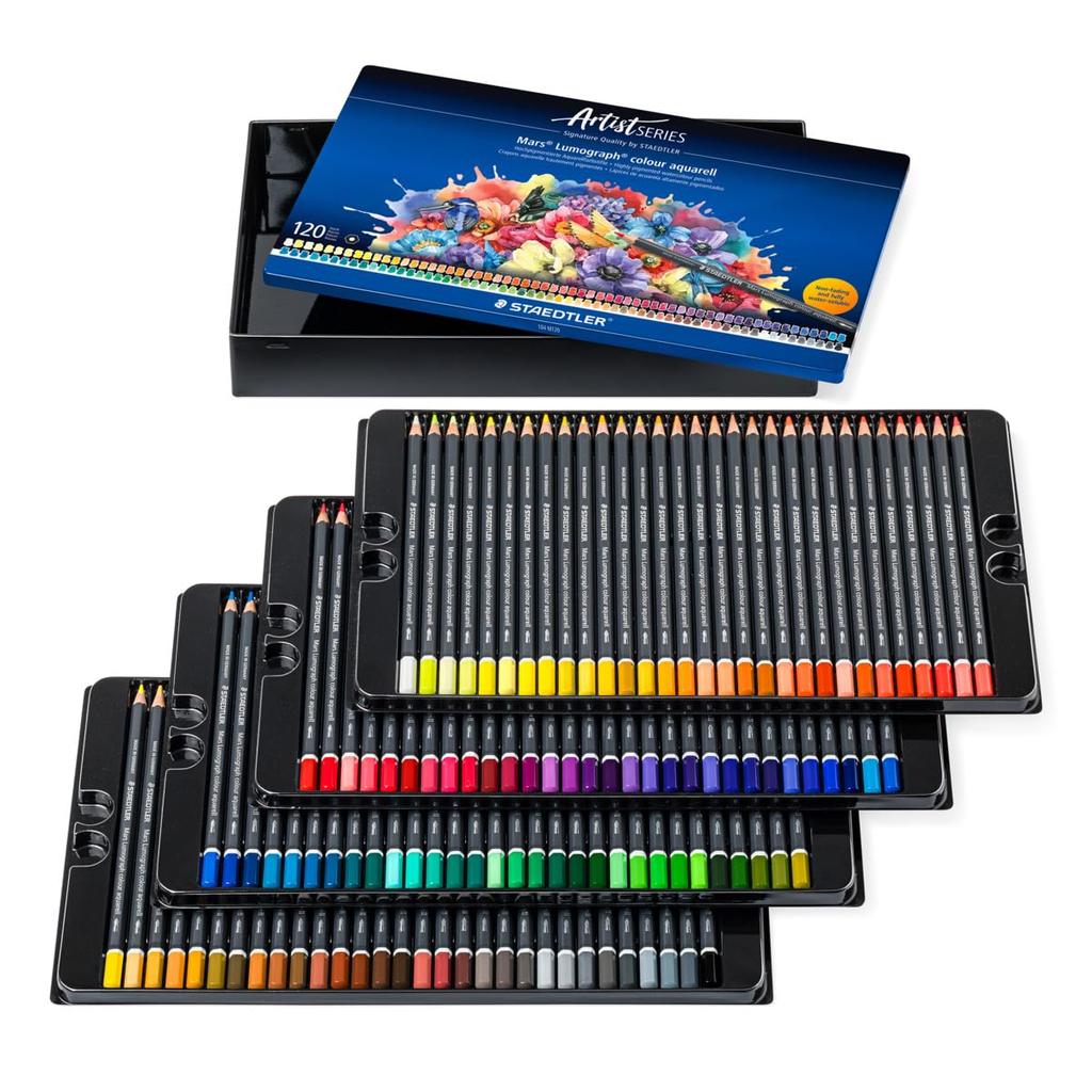Staedtler Mars Lumograph Watercolor 104 M120 Pencils, 120-Color Set,