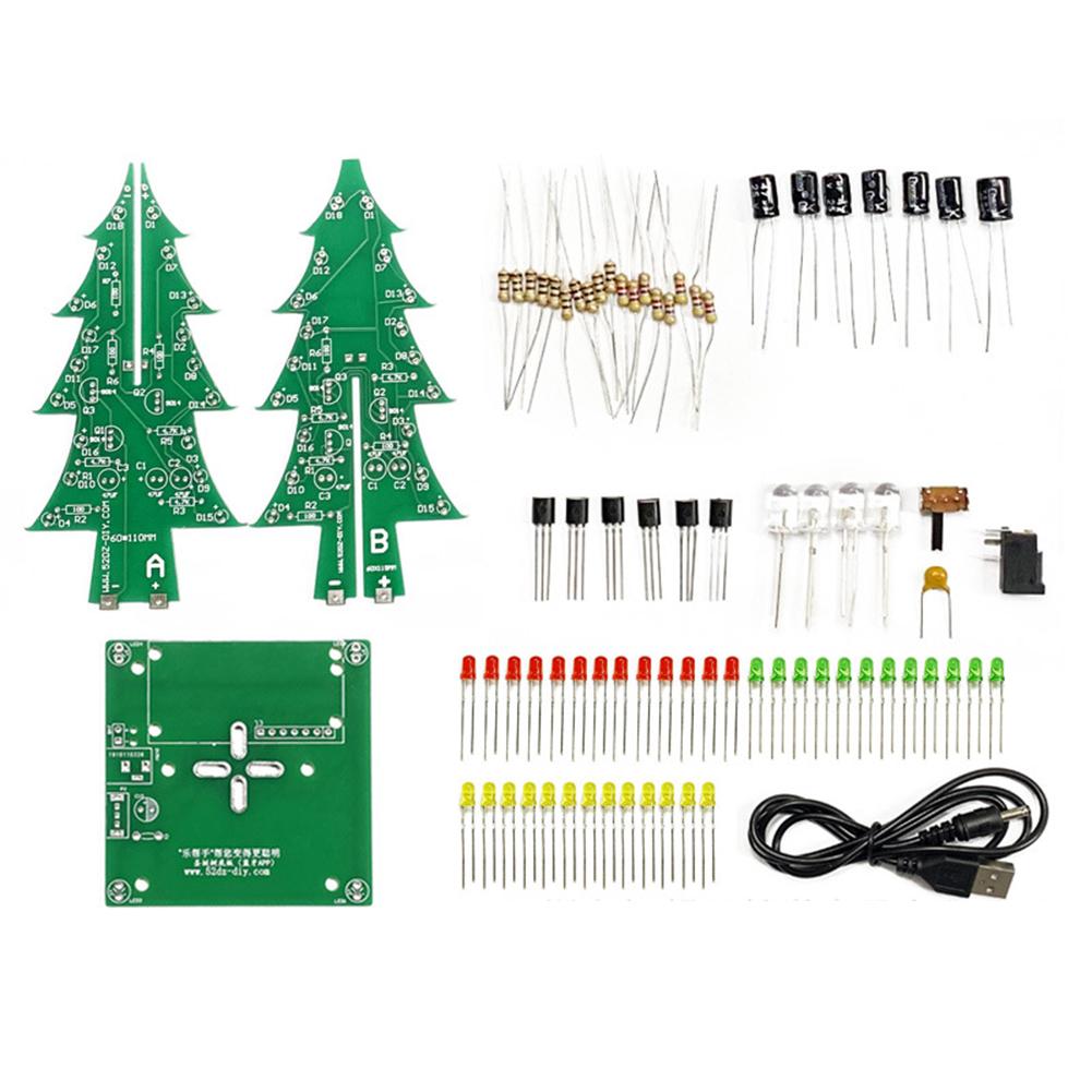 

1set DIY Electronic Christmas Tree Kit LED Flashing Kit Bent Leaf Christmas Tree Kit LED Christmas Tree DIY Kit