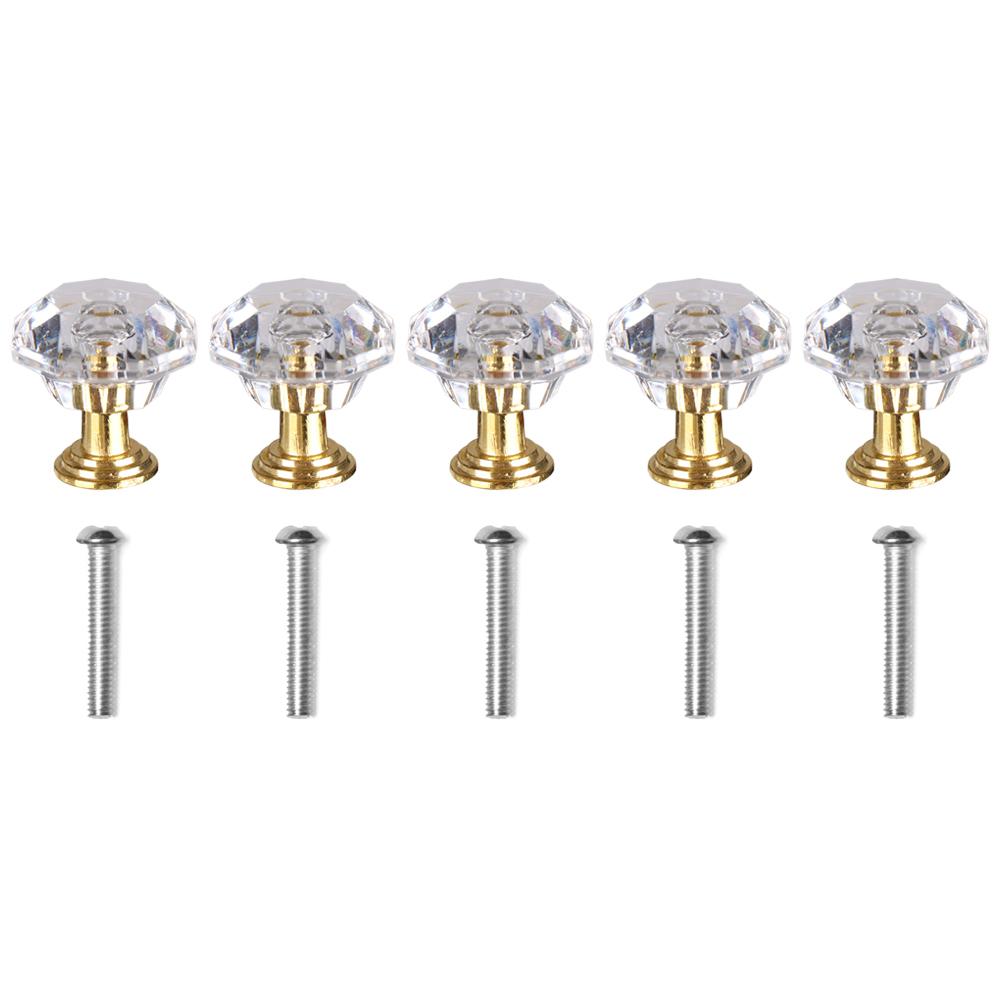 5/10PCS Transparent Diamond Shape Crystal Glass Cabinet Knob Jewelry Box Drawer Pull Handle Furniture Handle Hardware Supplies