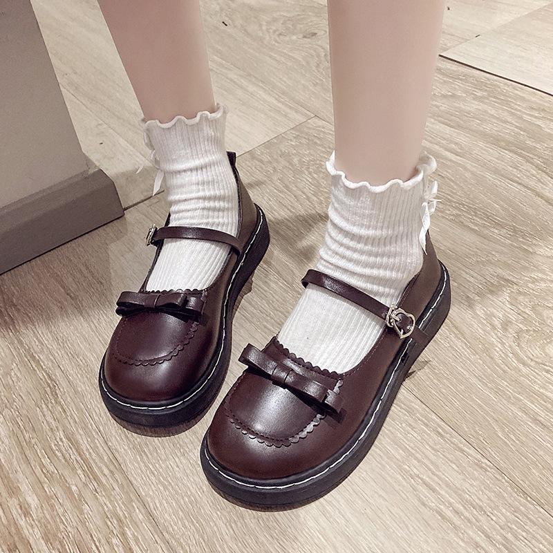 Cute Bow Mary Jane Small Leather Shoes Female Korean Version Versatile Soft Girl Lolita Borrowing Shoes Summer