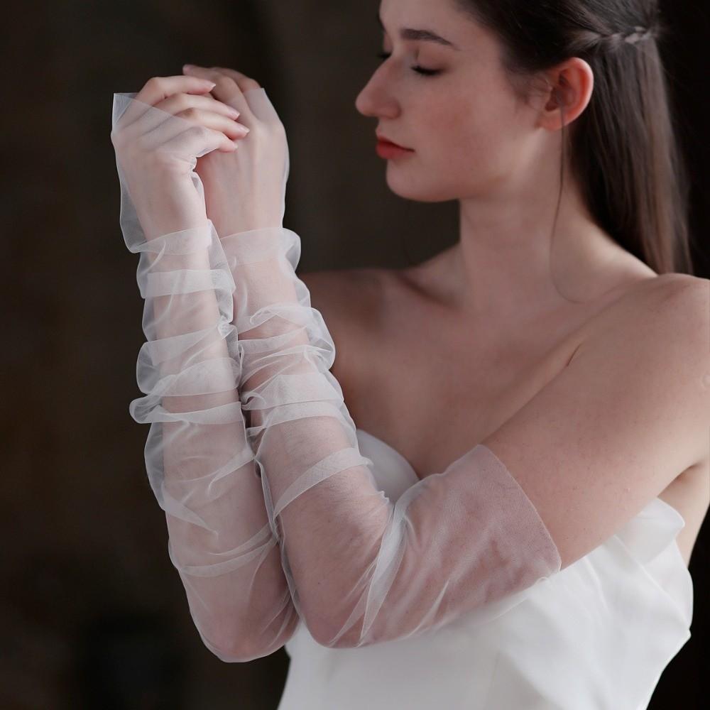 1 Pair Sheer Material Wedding Dress Sleeves Lace Wedding Accessories Bridal Gloves  Bridal Wear
