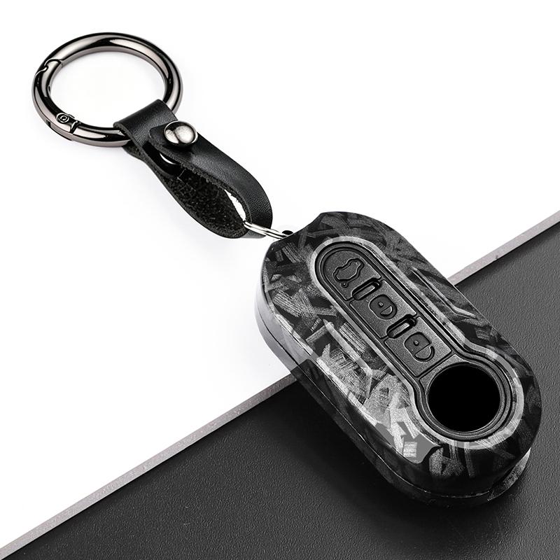 New Abs Carbon Fiber Car Key Cover Case Shell For Fiat 500 Ducato Panda 500L Punto Lancia Musa For Citroen Keychain Accessories