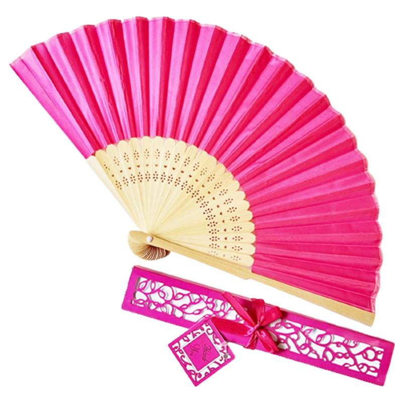 Folding Fan Silk Wedding Dance Hand Fan With Gift Box Party Favors