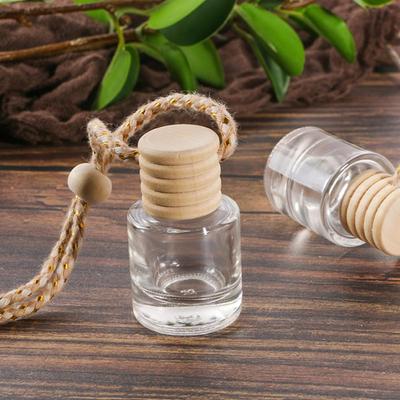 Aroma difuzér do auta 5ml Mini plnitelný závěsný difuzér Dřevěné uzávěry Přívěsek z čirého skla Osvěžovač vzduchu do auta Domácí autopříslušenství