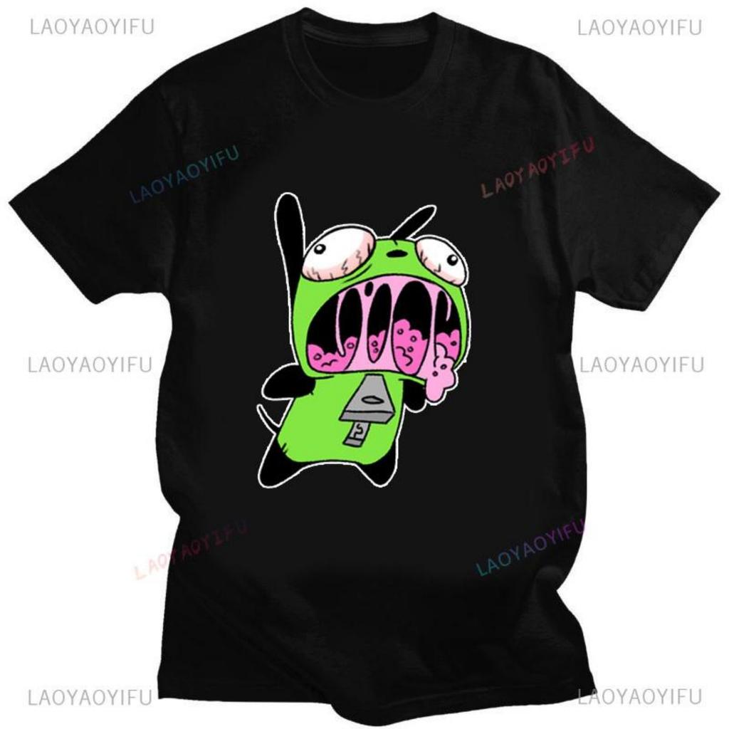 Divertente Invader Zim Invader Gir Grafica Maglietta Immagine Uomo Donna Cotone Magliette Cartone Animato Retro Cotone Magliette Carine Streetwear Top