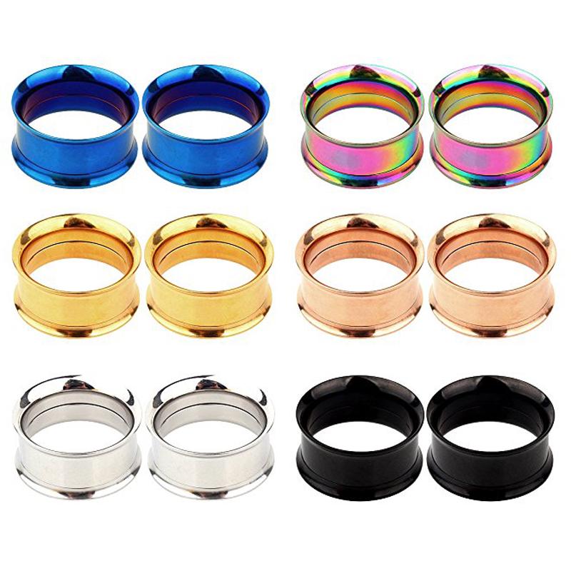 2X 316L Steel Body Piercing Jewelry Double Flares Screw Ear Expander Flesh Tunnel Plugs Ear Gauges