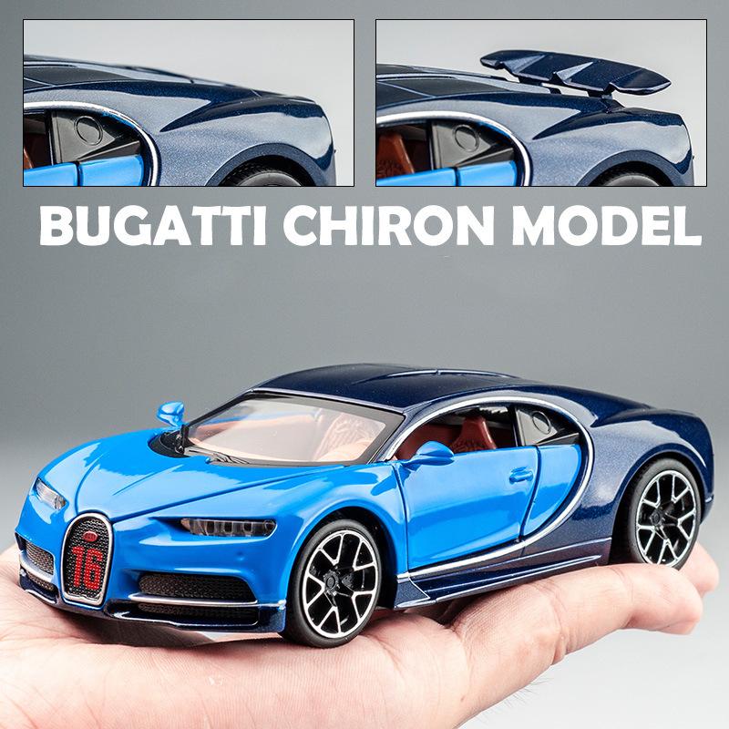 1/32 Bugatti Diecast Alloy Car Model Metal Pull Back Simulation Car Toy Boy Sports Car  Acousto-optic With To Open The Door Gift Car Toy