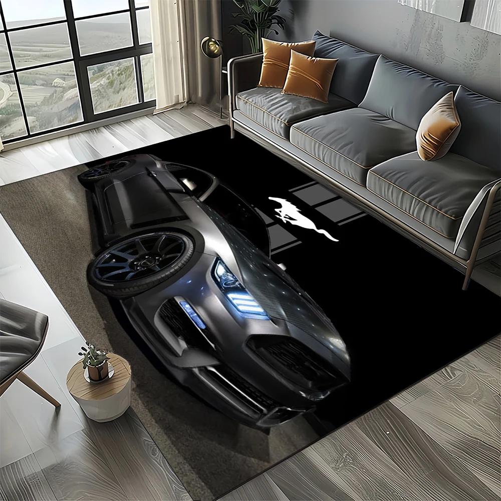 3D F-Ford Mustang Závodní Auto Motocykl Koberec Kobereček do Obývacího Pokoje Ložnice Domácí Dekorace Pohovky, Dětský Koberec Protiskluzová Podložka na Podlahu