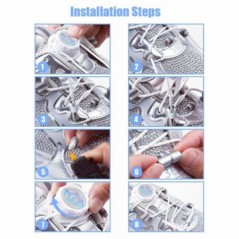 Install Simple Swivel Buckle Laces Automatic Shoelaces Without Ties Unisex Thick Rope Tennis Sneakers Shoelace Shoe Accessories