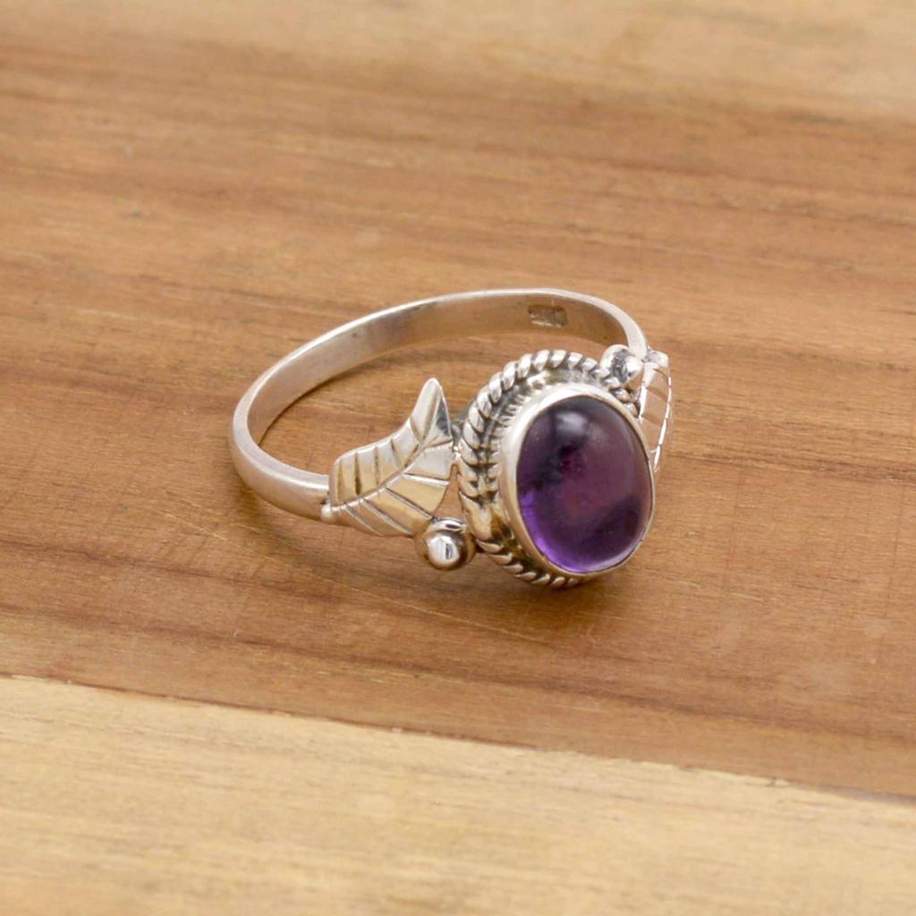 Amethyst 925 Sterling Silver Ring, Oval Gemstone Handmade Women Boho Ring