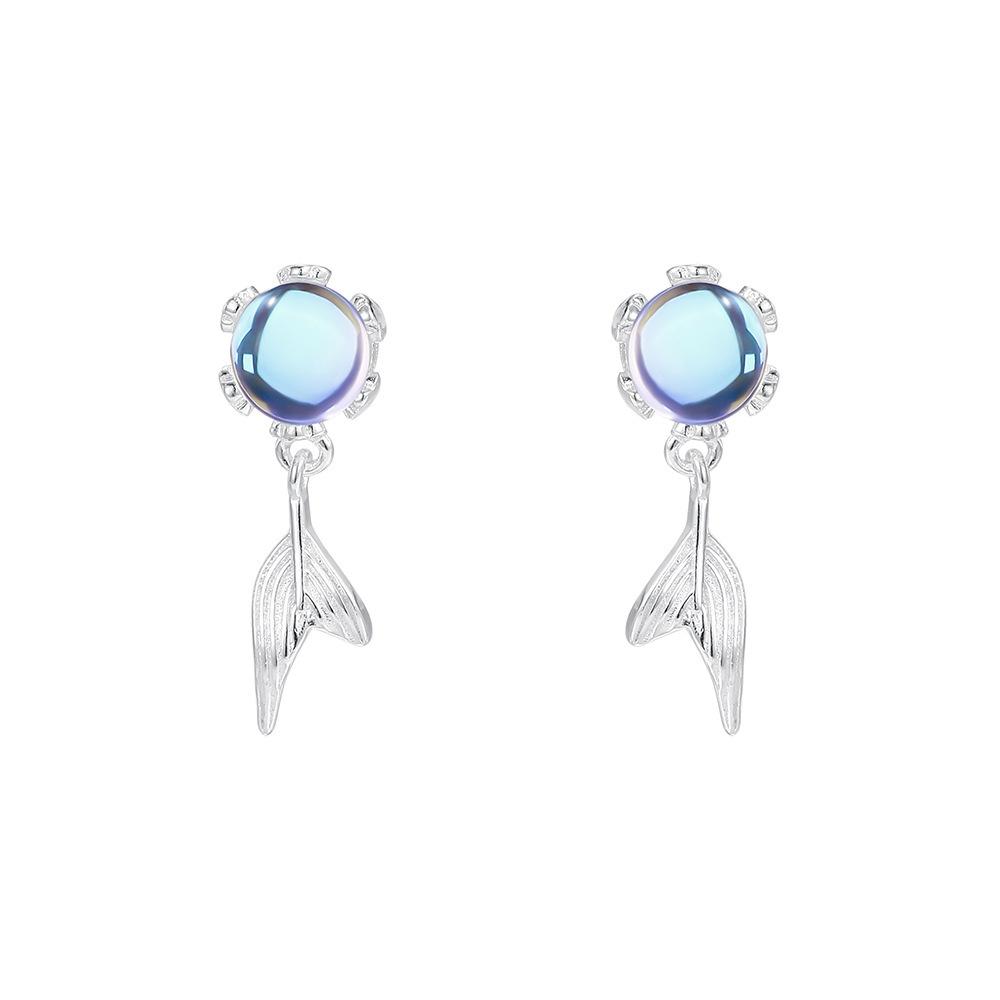 Forest Fairy Wind Moon Light Bubble Fish Tail Earnail Women's Fashion Versatile and Niche Mermaid Hime Earrings