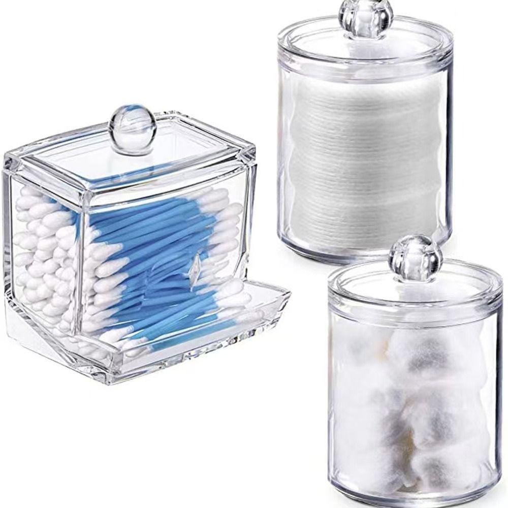 2/3/4Pcs Transparent Window Cotton Ball/Swabs Dispenser Save Space Plastic Storage Box  Cotton Pad