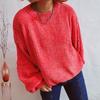 Autumn and Winter New Women's Solid Color Casual Shirt Round Neck Lantern Sleeve Short Knit Pullover Sweater Woman
