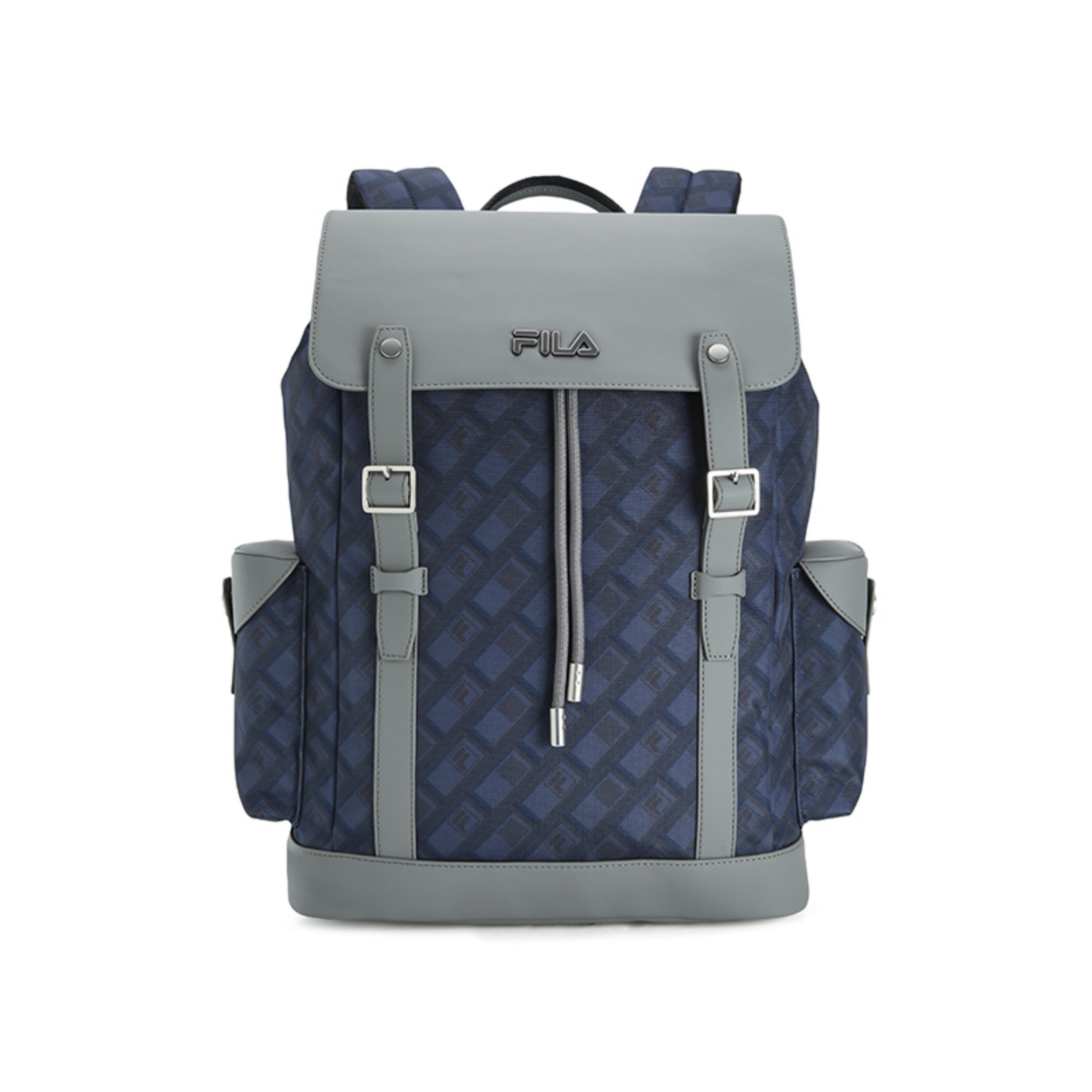 FILA Heritage Black Samurai Fashion Classic Trendy Casual Versatile Fabric PU Backpack Men backpack Fog-Blue-Gray F13M618103FDY Dusty Blue Gray