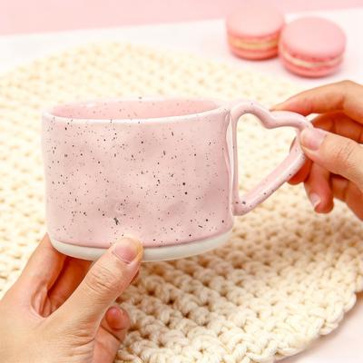 300ml Ins Style Ceramics Mug Breakfast Milk Oatmeal Cup Love Heart Shape Handle Coffee Cup Water Cups Valentine's Day Gifts