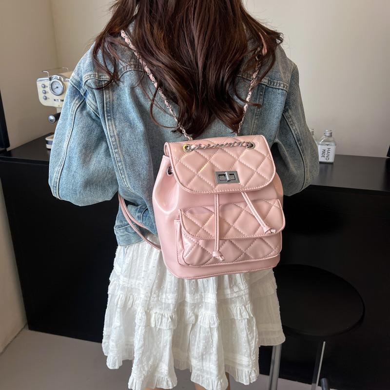 Rautenketten-Rucksack Damen Nischendesign Mode Bucket Bag Lässig Koreanische Version Schultasche Premium Reiserucksack