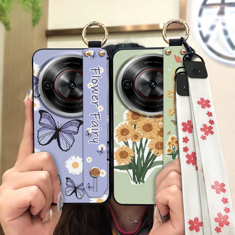 Shockproof Fashion Design Phone Case For ZTE Blade A75 5G/Nubia Focus 5G/Calf 5G Phone Holder Oil Painting Wrist Strap