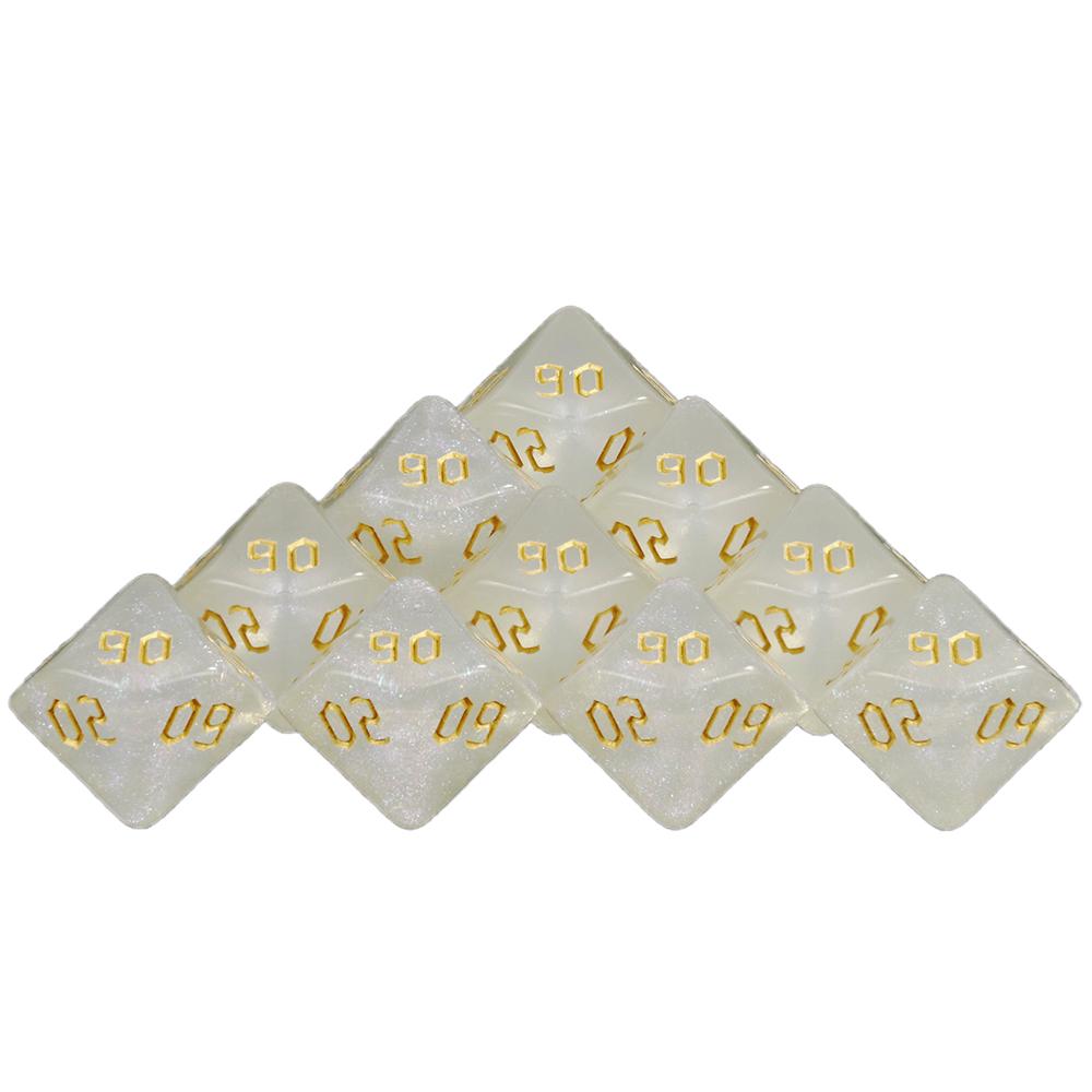 10pcs DND Game Dice D10(00-90) Polyedral Dice for Entertainment Funny Party Board Games