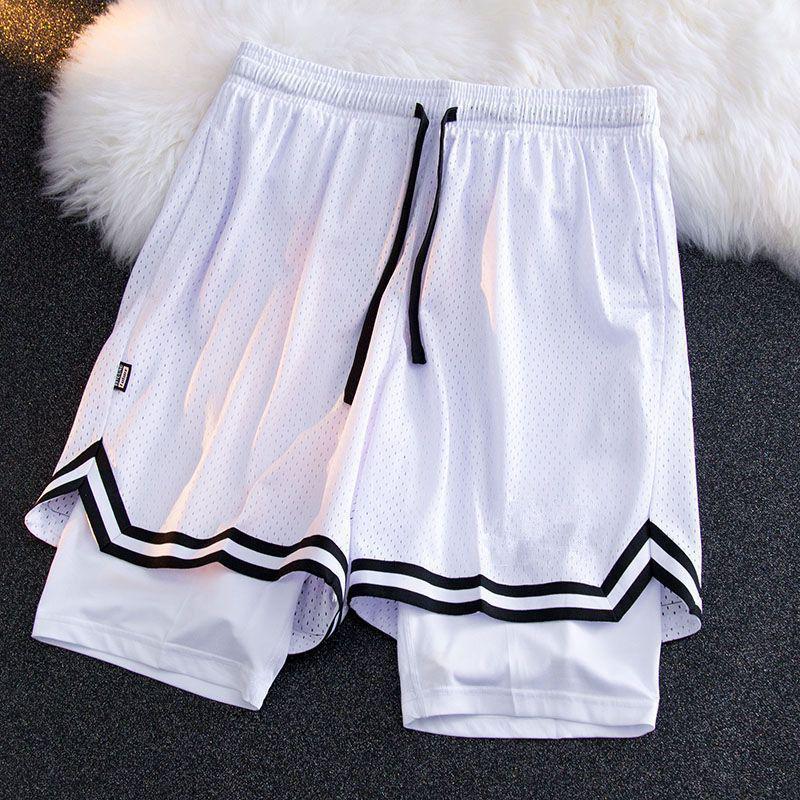 Men s Double Layer Mesh Basketball Shorts - American Style, Running & Fitness S