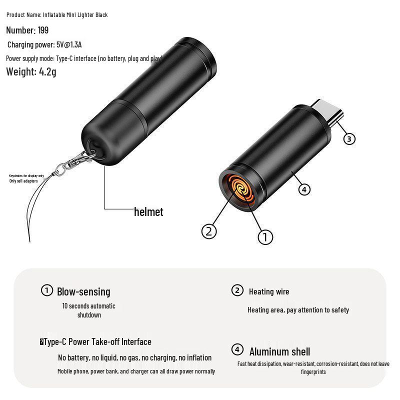 Travel-Friendly Windproof USB Lighter and Type-C Car Adapter