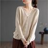 Loose Fashion Foreign Style Retro Long-sleeved Cardigan Women's Literary V-neck Solid Color Cotton Thread Knitted Jacket Women's Autumn and Winter