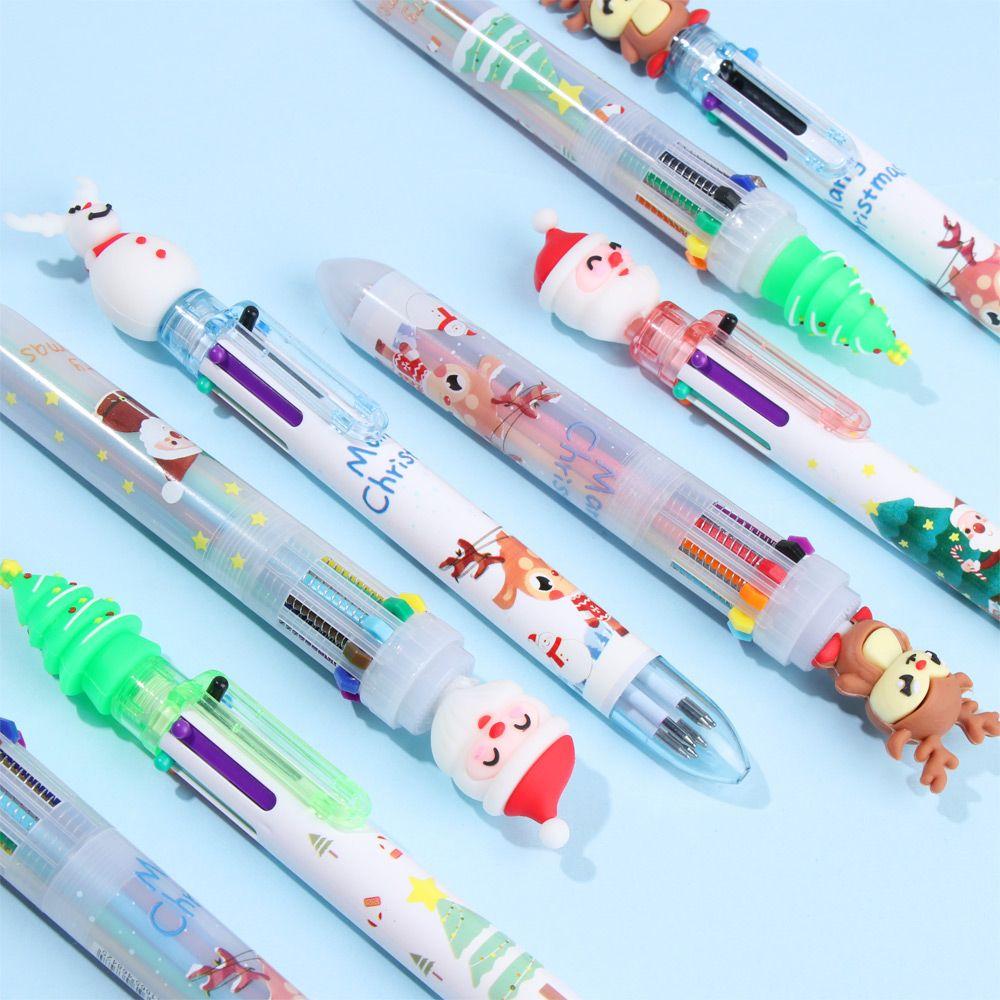 6/10Colors Cute Gifts School Xmas Stationery Merry Christmas Cartoon Ball-point Pen Santa Claus Pen