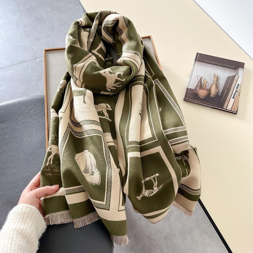 Fashion Cashmere Scarves For Women Winter Shawls Wraps Luxury Print Neckerchief Long Stoles Pashmina Warm Hijab Scarf For Ladies