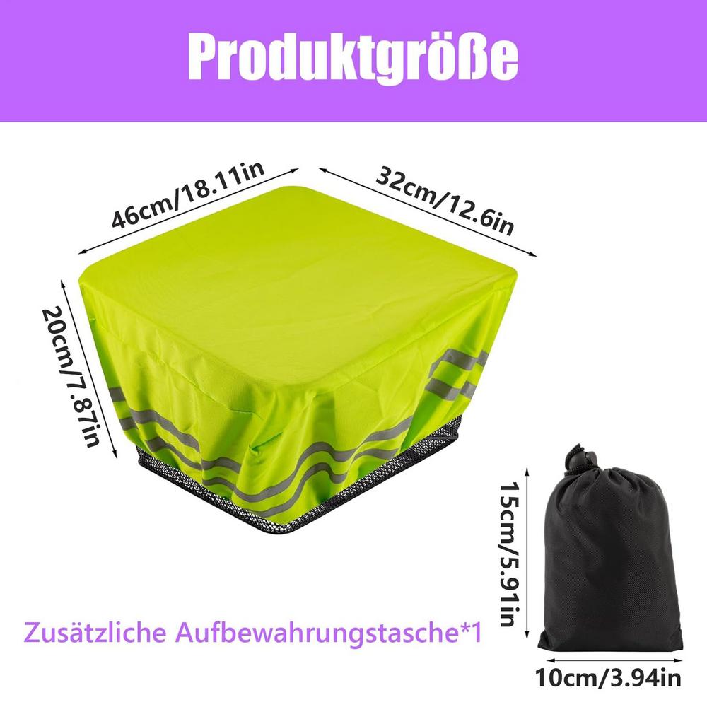 

Bike Basket Rain Cover Bike Trunk Rain Cover Protective Tarp With Reflective Strip For Long-Distance Daily Commute Leisure Rides зелений
