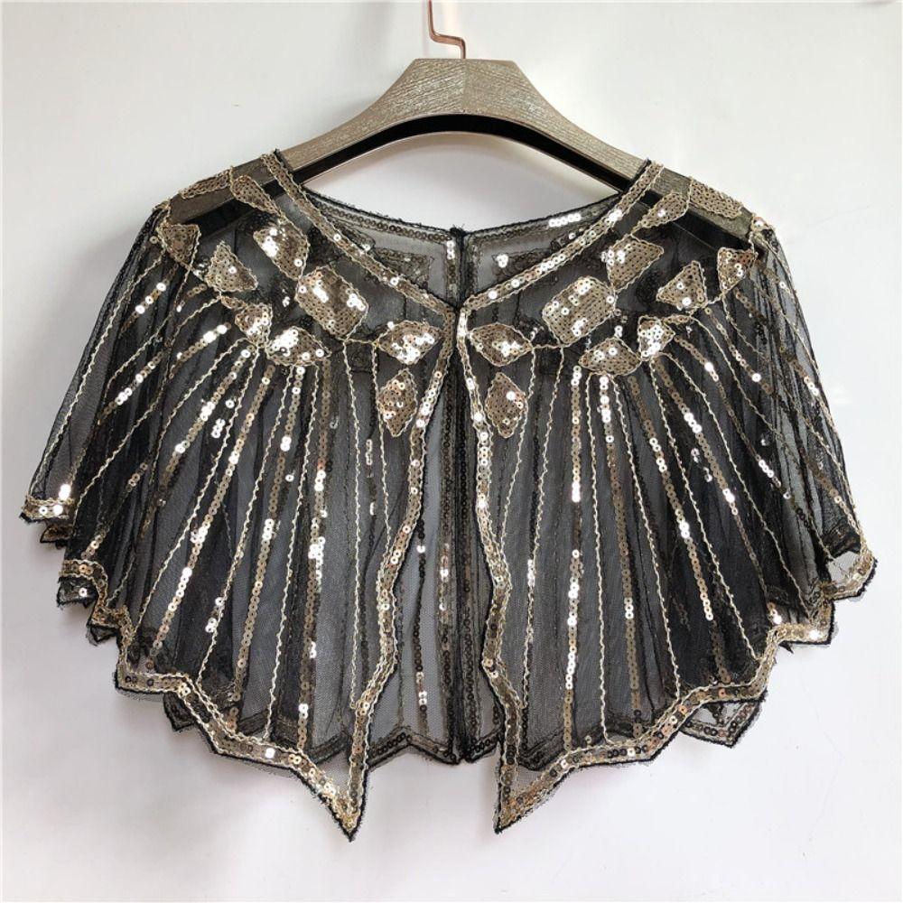 Evening Dress Accessories Vintage Party Evening Cape Elegant Ladies Sequins Shawl Wraps