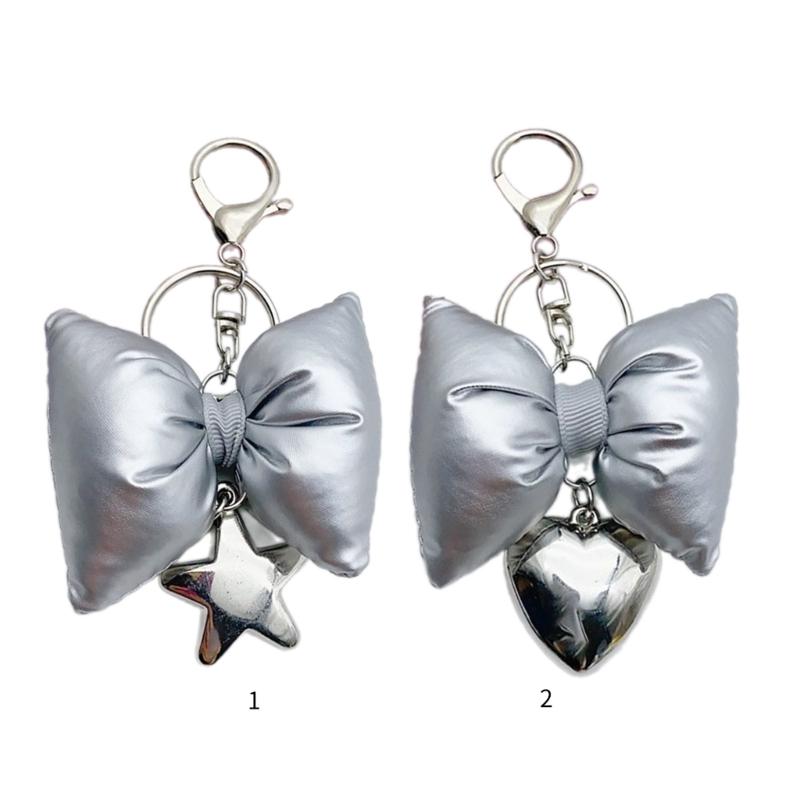 Bowknot Heart Star Charm Keychains Sweet Cute Pendant Hanging Ornament Keyring Backpack Decoration for Women Girls