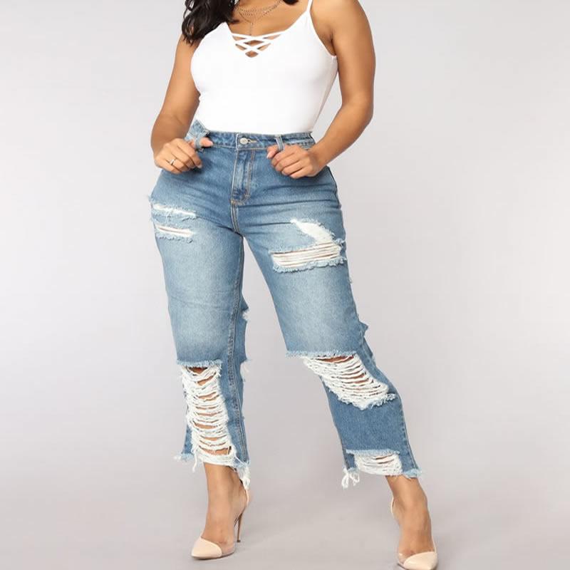 Women's Fashion Sexy Floral Print Skinny Jeans Casual Elastic Denim