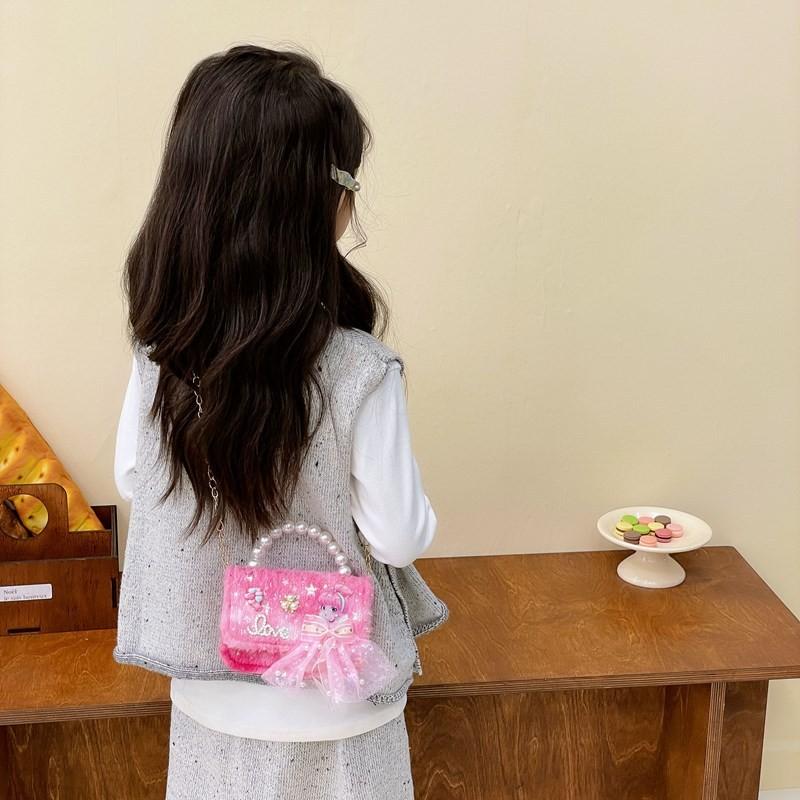 Trendy Mini Pearl Handbag For Children Chic Shoulder Bag With Breathable Material
