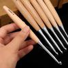High-Quality Solid Wood Crochet Hook Set with Wooden Handles for Yarn and Sweater Knitting.