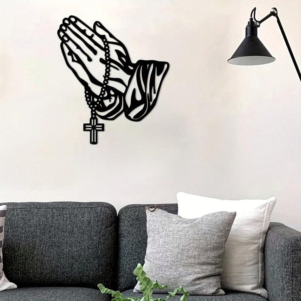 Metal Cross Wall Decor Religious Faith Sign Christian Art Home Ornament for Living Room Bedroom Office Easter Gift