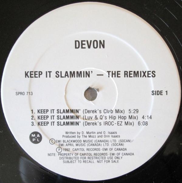

12-дюймовая пластинка DEVON Keep It Slammin The Remixes SPRO713 Capitol Records 1992 Канада Танцевальная Электроника Б/у